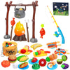 Kids Camping Toys, Mitcien Camping Set Include Pretend Campfire Play Food Fruits & Vegetables Hamburger Magnetic Fishing Toy Tod