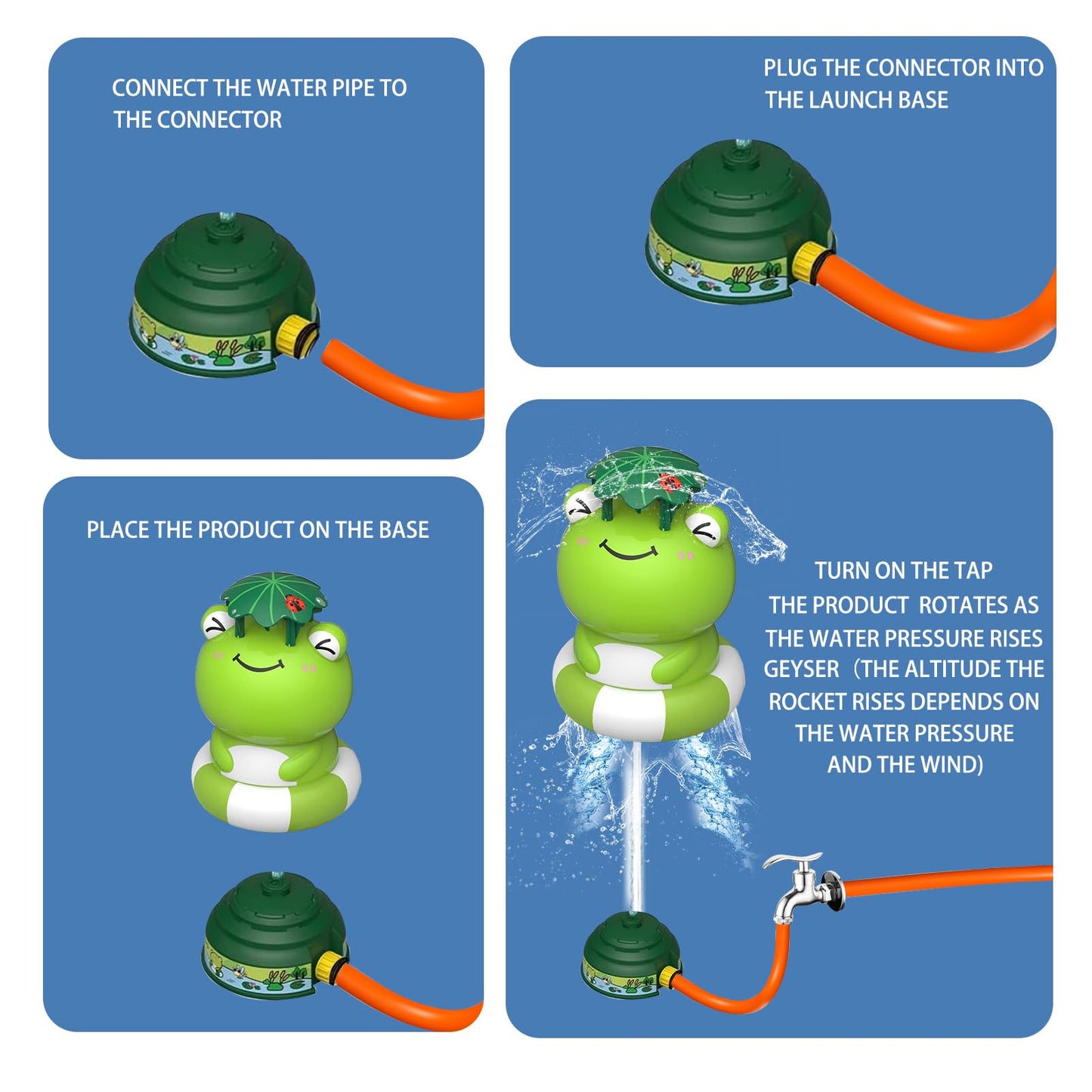 UXSIO Sprinkler Rocket Launcher Outdoor Water Toys, Summer Rocket Sprinkler for Kids, for Boys & Girls Age 3 4 5 6 7 8
