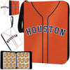 KivolFun Baseball Card Binder, 900 Pocket Metal Organizer, Houston Orange, Model Baseball 3 for Kids and Collectors