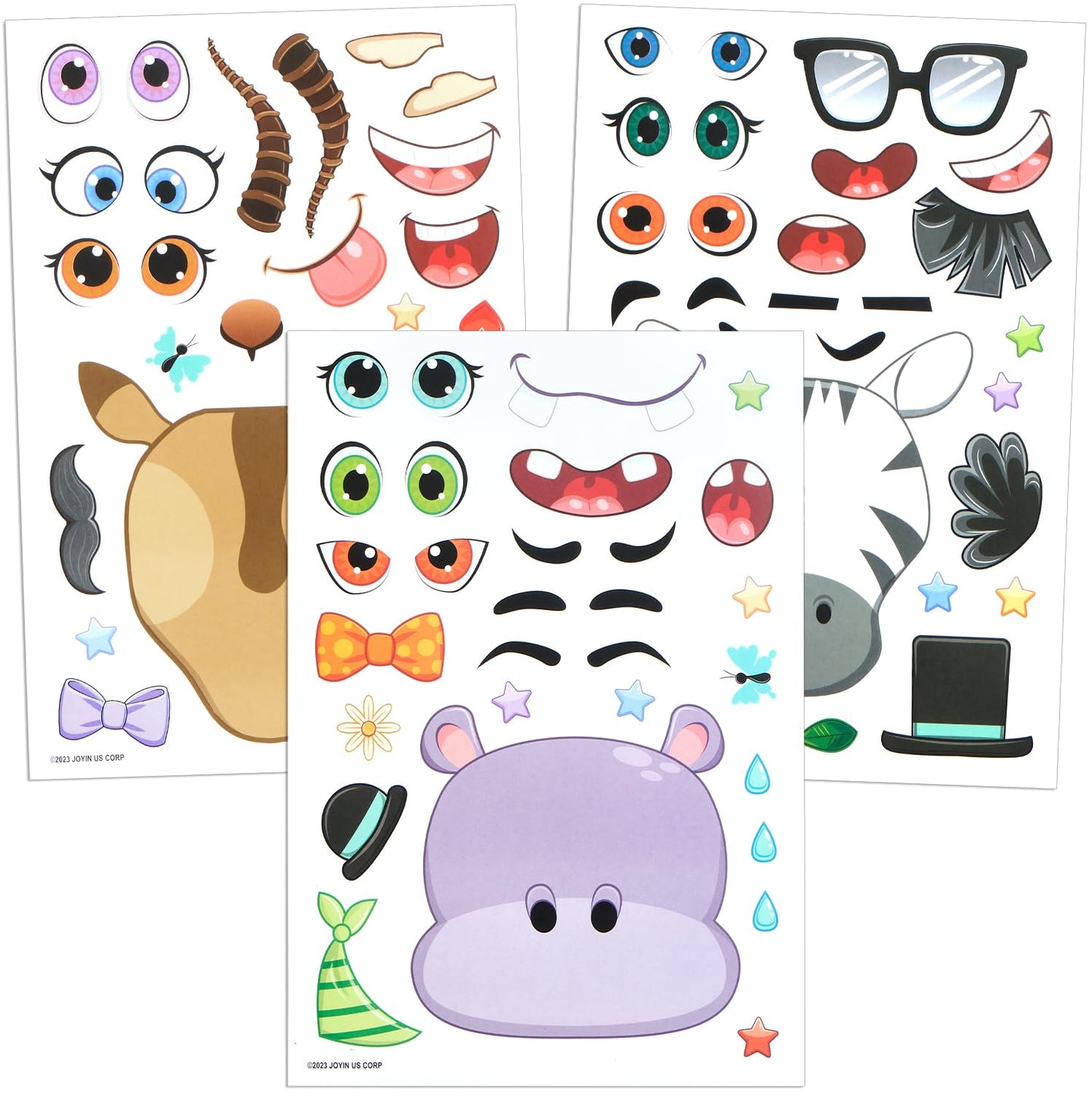 Joyin 36Pcs 9'X6' Make A Face Stickers For Kids, Make Your Own Safari Animal Stickers, Jungle Party Favors Kids Crafts, Goodie Bags Stuffers, Classroom Rewards