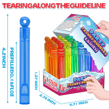 Goodie Bags Stuffers For Kids Party, 32 Pack Mini Neon Bubble Wands For Party Favors Supplies In Gift Box, Classroom School Rewa