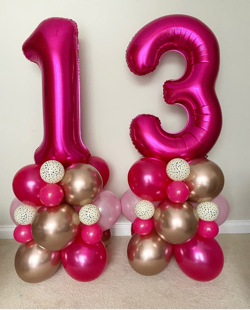 40 Inch Hot Pink 13 Number Balloons Giant Jumbo Huge 13 Or 31 Foil Mylar Helium Number Digital Balloons Dark Pink Birthday Mylar