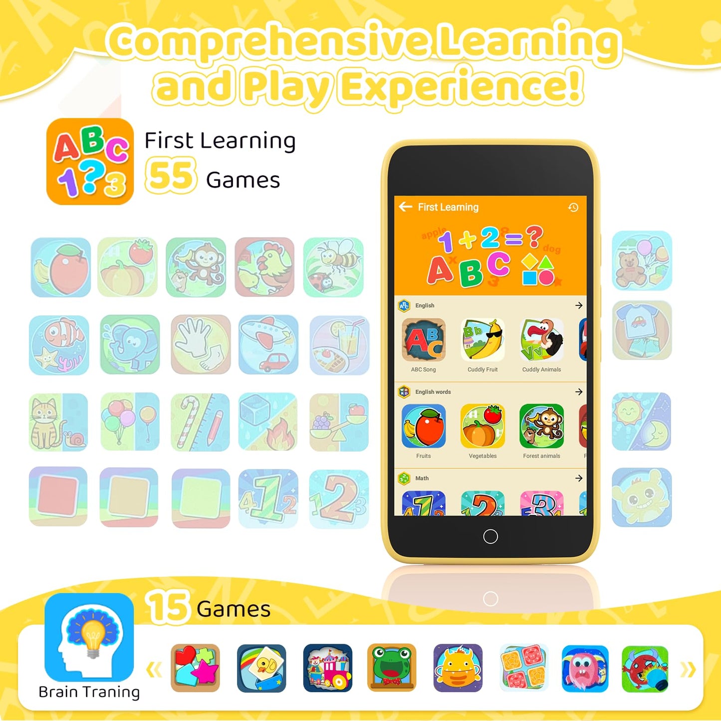 Kids Smart Phone Gifts for Boys and Girls Ages 3-12, 3.97'' Touchscreen Kids Toy Phone - Kids Cell Phone with 210+ Learning Game