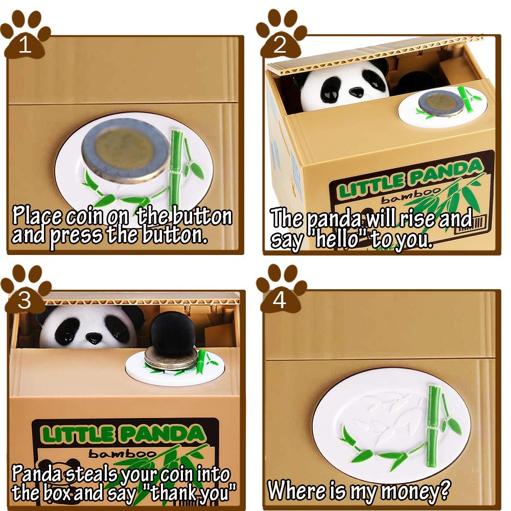Hmil-U Panda Stealing Money Bank, Piggy Bank For Kids, Coin Bank For Money Saving, Automatic Stealing Money With English Speaking, Creative Gift