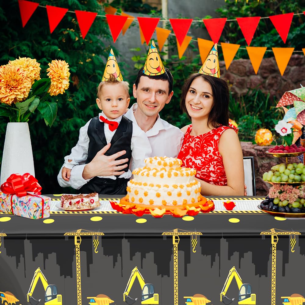 3 Pcs Construction Table Cloth Plastic Disposable Construction Birthday Party Supplies Tablecloth Rectangle Dump Truck Table Cov