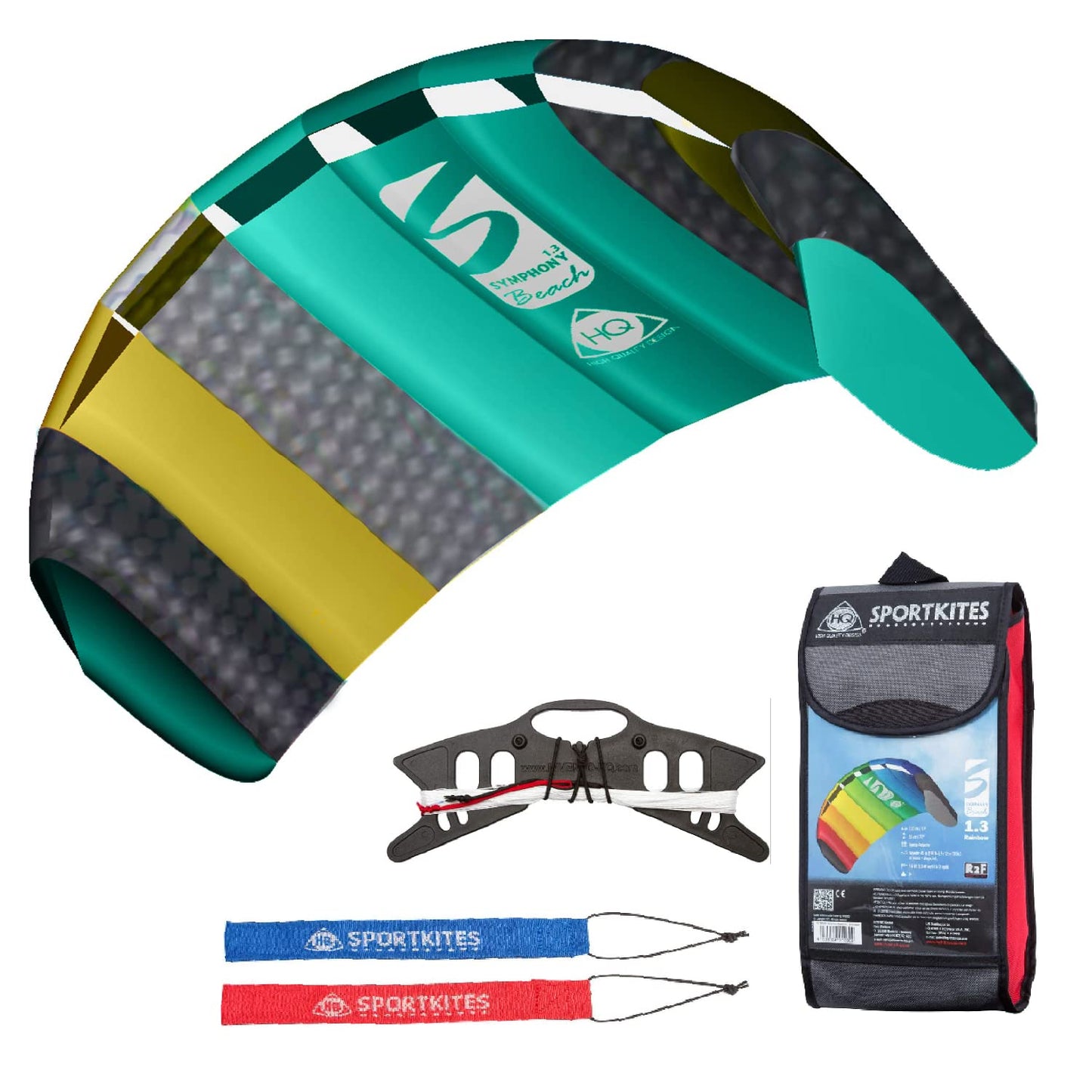 Hq Kites Symphony Beach Iii 51In (1.3M) Dual Line Parafoil Stunt Sport Kite Ready To Fly Outdoor Fun Sports For Boys And Girls Ages 8 And Up – Aqua Color