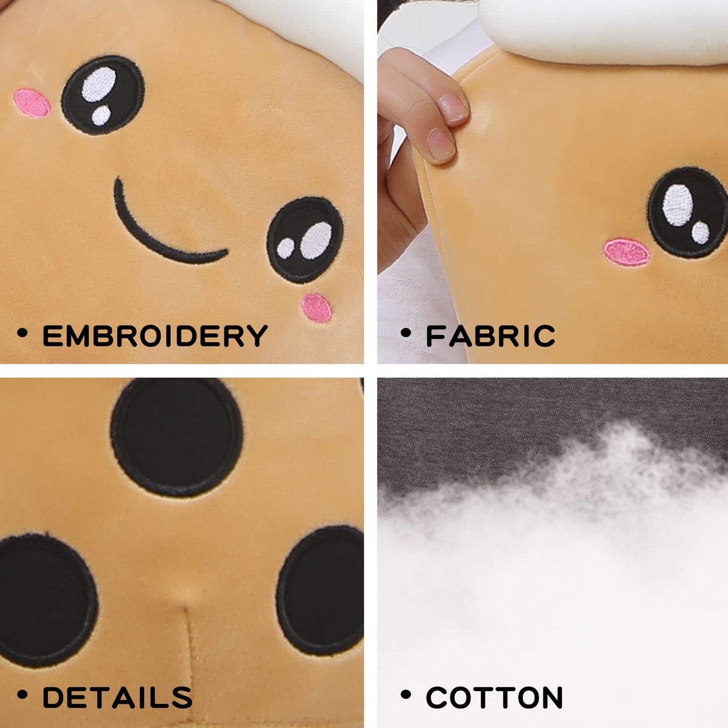 MMguai 14 inch Cute Big Boba Tea Plush Soft Hugging Pillow,Large Brown Pearl Milk Tea Stuffed Animals Toy for Girls Boys Birthda