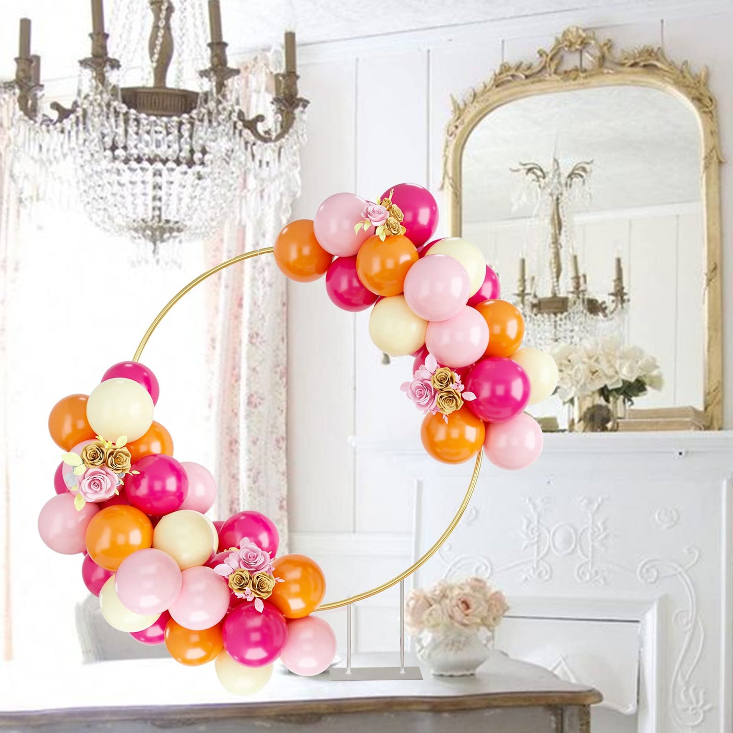 Balloons Pink Orange Yellow, 50Pcs Pink Yellow Orange Balloon Arch Kit, Latex Party Balloons For Birthday Decoration Wedding Bab