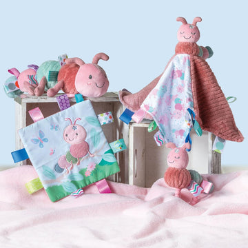 Taggies Crinkle Me Toy with Baby Paper & Squeaker with Sensory Tags 6.5 x 6.5-inches Camilla Caterpillar