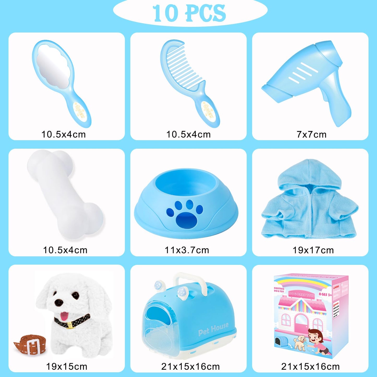 Dog Toys For Kids Girls, Walking And Barking Electronic Interactive Plush Puppy Toy Set And Pet Care Toy Set Accessories, Preten
