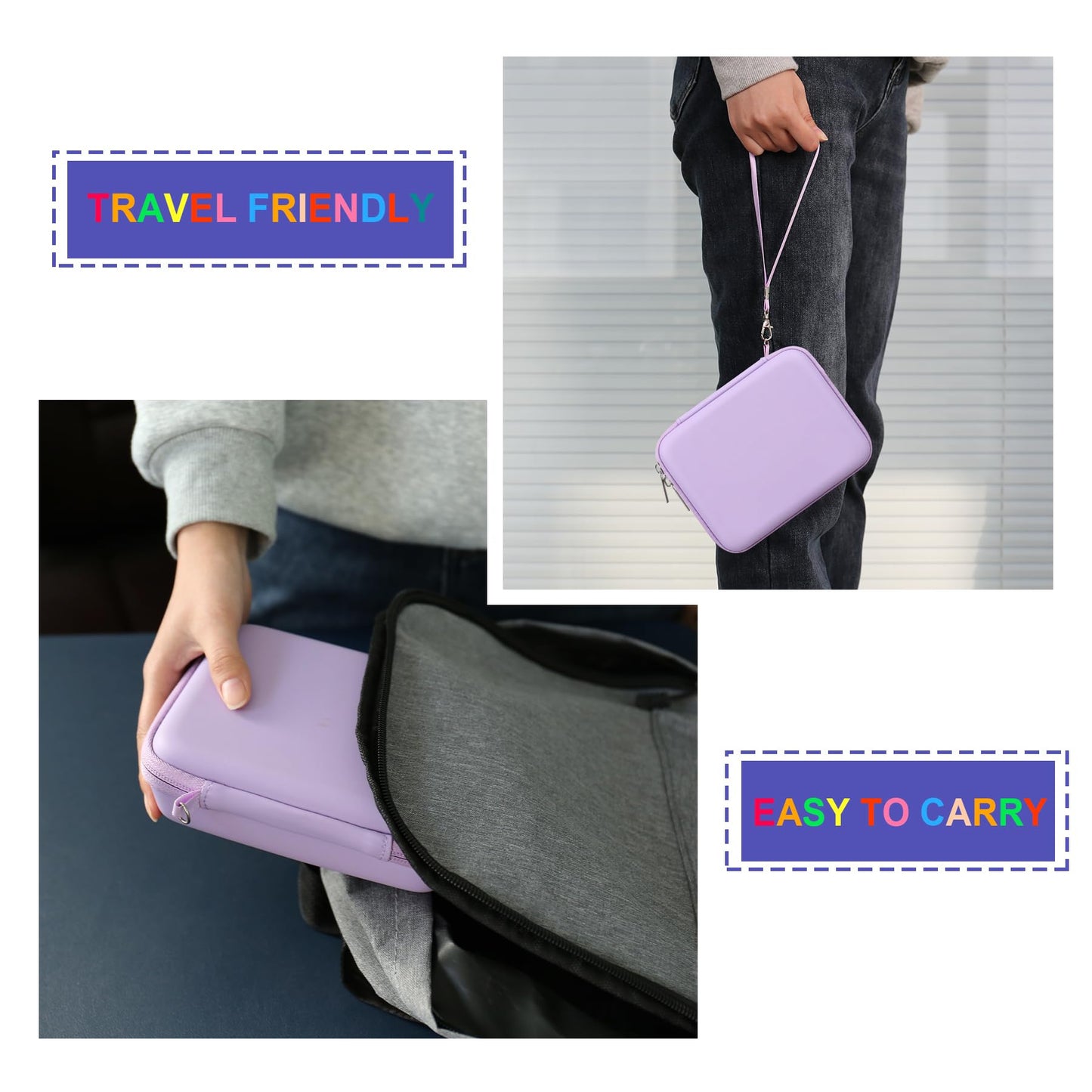 Supmay Hard Carrying Case for RG406V/RG405V Game Console, Leather, Purple, Includes Zipper Pocket for Accessories, Model M21ZZ-01