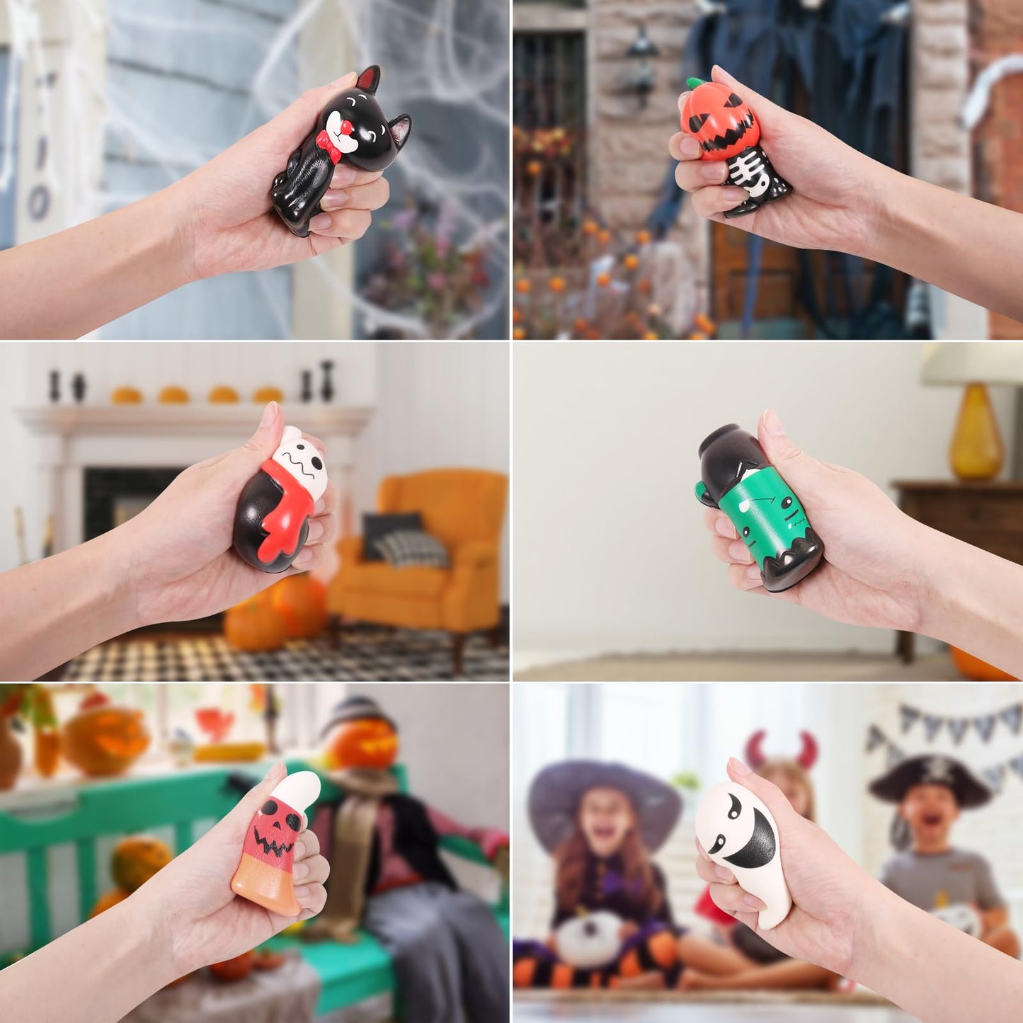 New 6 Packs-Halloween Squishies Toys Slow Rising, Gift Box Includes Ghost: Vampire,Pumpkin,Skull,Black Cat,Mummy,Bat, Halloween