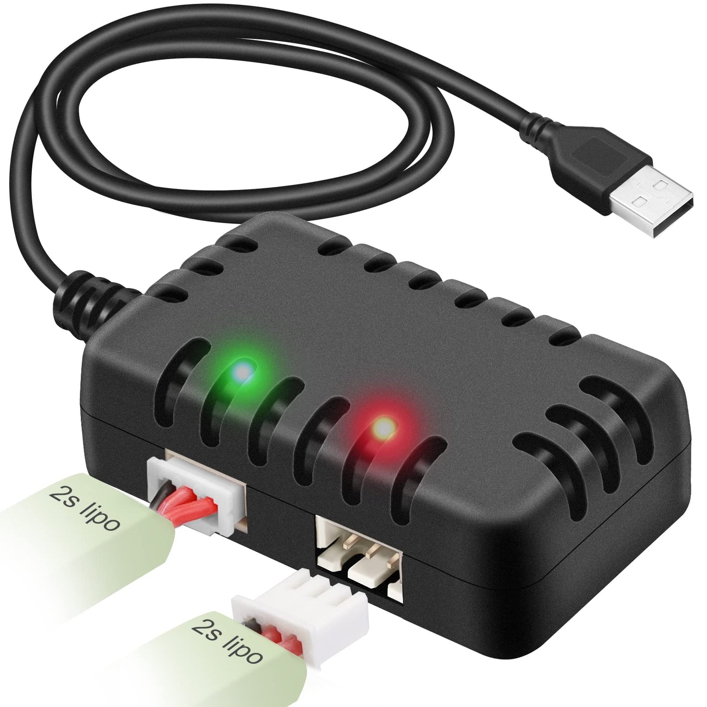 Crazepony 2-in-1 USB Balance Charger Cable 1A with XH-3P Connector Plug for 2S 7.4V LiPo Battery RC Car Boat Rock Crawler FPV Dr