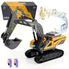 AERFGDE Remote Control Excavator for Boys, 2.4G RC Construction Toys with Sound Light and Alloy Shovel, Construction Vehicles Tr