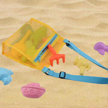 Muyizi Beach Shell Bag For Collecting Shells - Mesh Bag For Kids (Yellow)