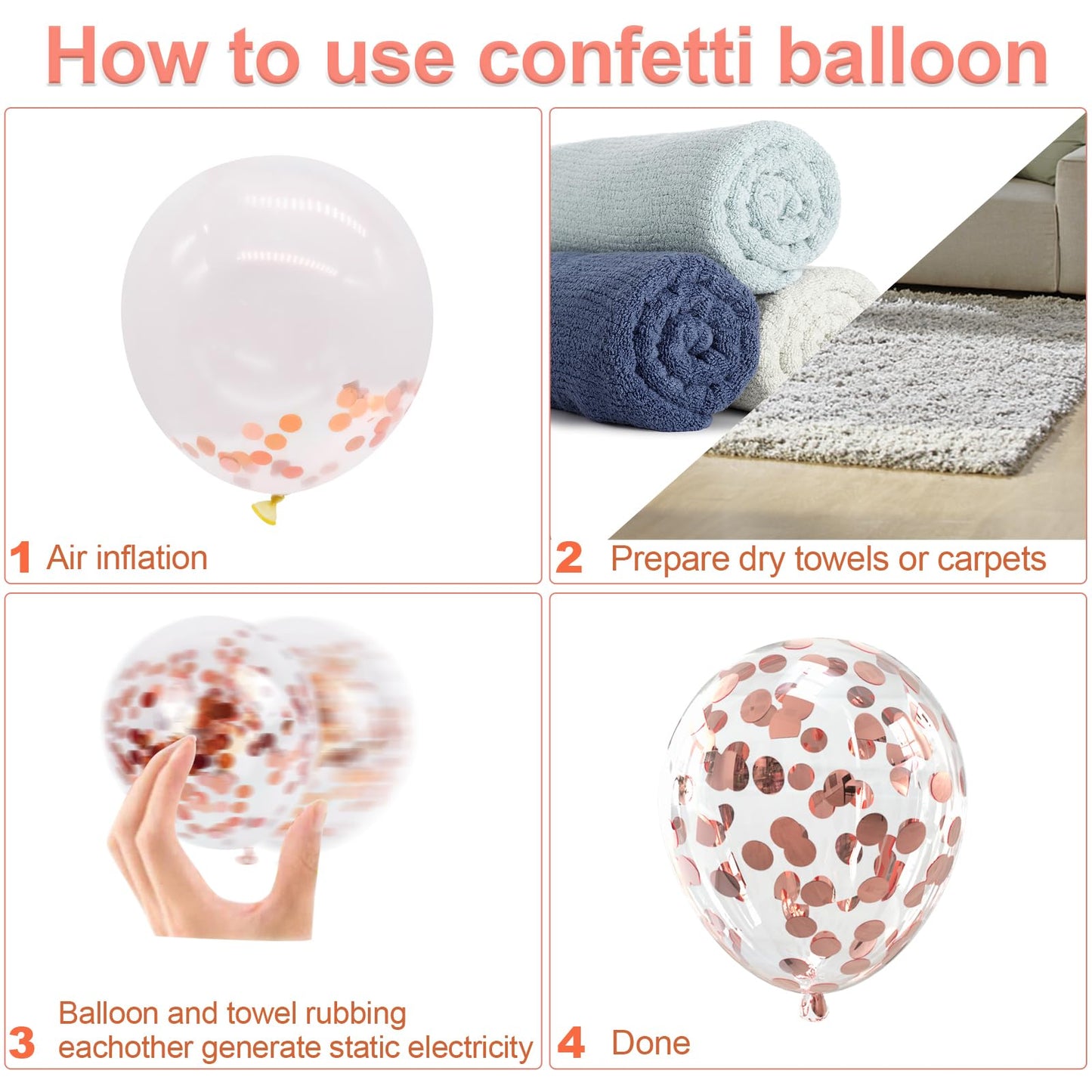 Bezente Rose Gold Confetti Latex Balloons - 60 Pack 12 Inch Helium Rose Gold Confetti Balloons For Wedding Birthday Anniversary