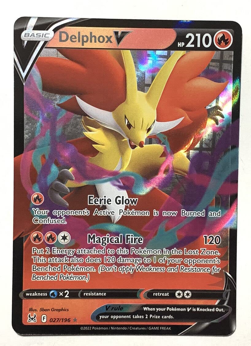 Delphox V 027/196 Lost Origin - Ultra Rare Holo Pokemon Card Nm
