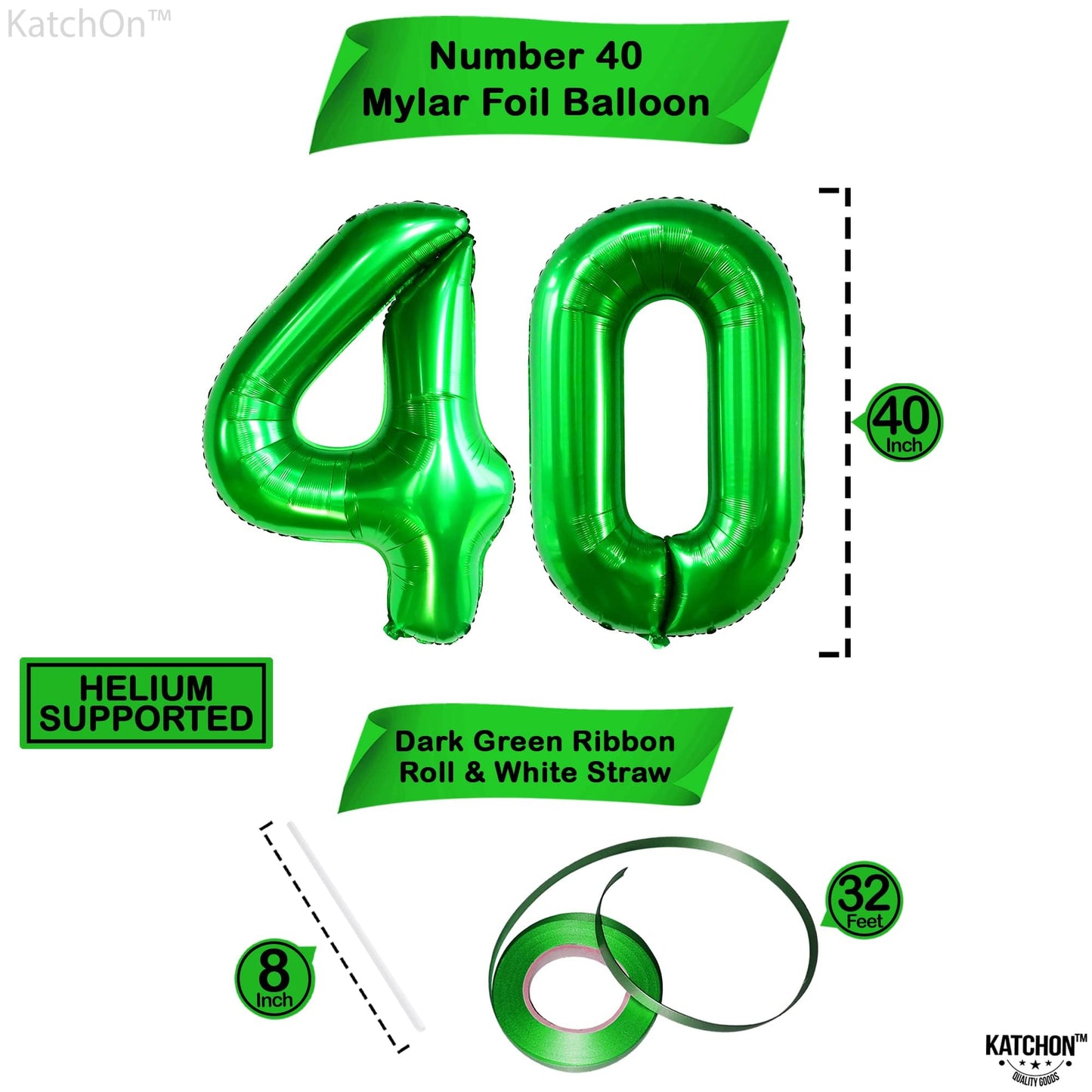 Katchon, Dark Green 40 Balloon Numbers - Giant, 40 Inch | Number 40 Balloons For 40Th Birthday Decorations Green | 40Th Birthday Balloons Green, 40Th Balloons For 40Th Birthday Decorations For Men