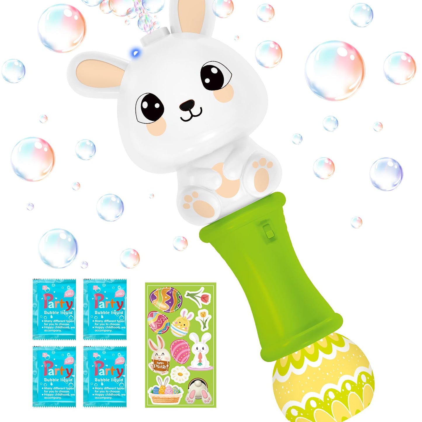 Springflower Easter Bubble Wand, Bubble Maker With Led Light-Up Effect For Kids, Bubble Toy For Easter Party Favor Supplies, Eas