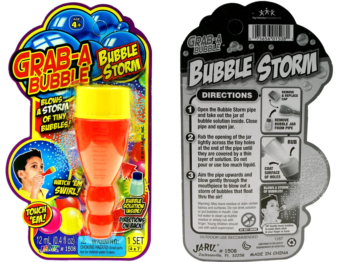 Ja-Ru Mini Handheld Bubble Blower With Non Toxic Bubble Solution | Touchable Bubbles For Kids | Stress Relief Fidget Toy | Bubble Party Favors For Kids (3 Pack) 1508-3A