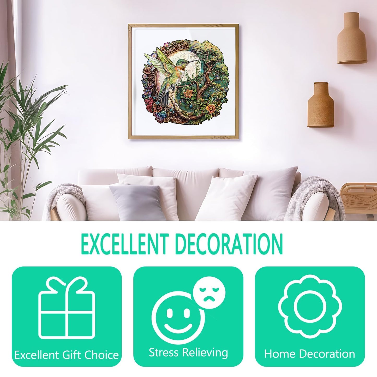 Wooden Puzzles For Adults - Yin Yang Hummingbird Wooden Puzzle, Unique Shape Wooden Jigsaw Puzzles For Adults, Wood Puzzles Adul