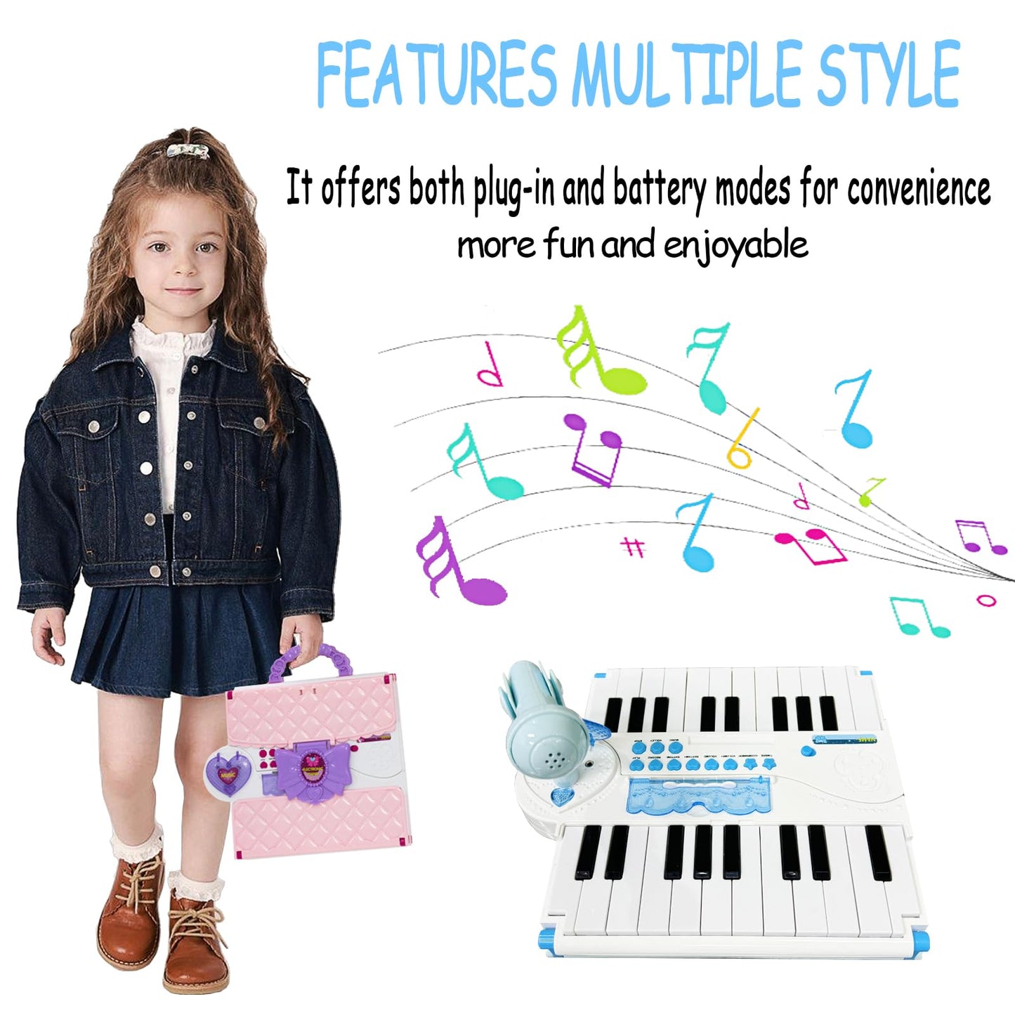 Veiuwa Kids Keyboard Piano - 40 Keys Kids Piano Multifunction Music Educational Instrument Toy Keyboard Piano For 3, 4, 5, 6, 7,