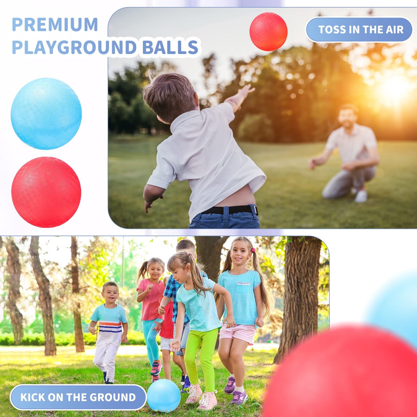 Civaner 2 Pack Of 5 Inch Pvc Made Dodgeball Balls, Red Blue, Suitable For Kids Outdoor Play, Exercise, Yoga