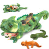 Karister Giant Lizard Plush Toy - 27" Mother Iguana with 4 Baby Lizards, Green Polyester Stuffed Animal for Kids, Model W383_0_68