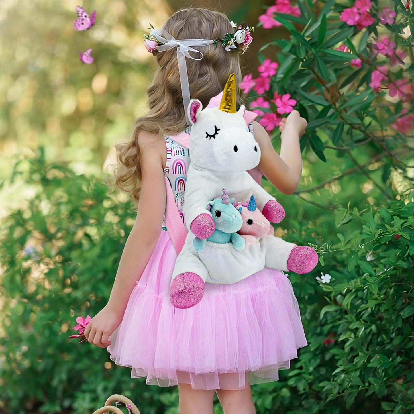 FUNCREVITY Unicorn Plush Toys Set - 5-Pack Mommy Unicorn with 4 Babies, Multicolor, Ideal Gifts for Girls Age 4-8+ for Birthdays & Holidays