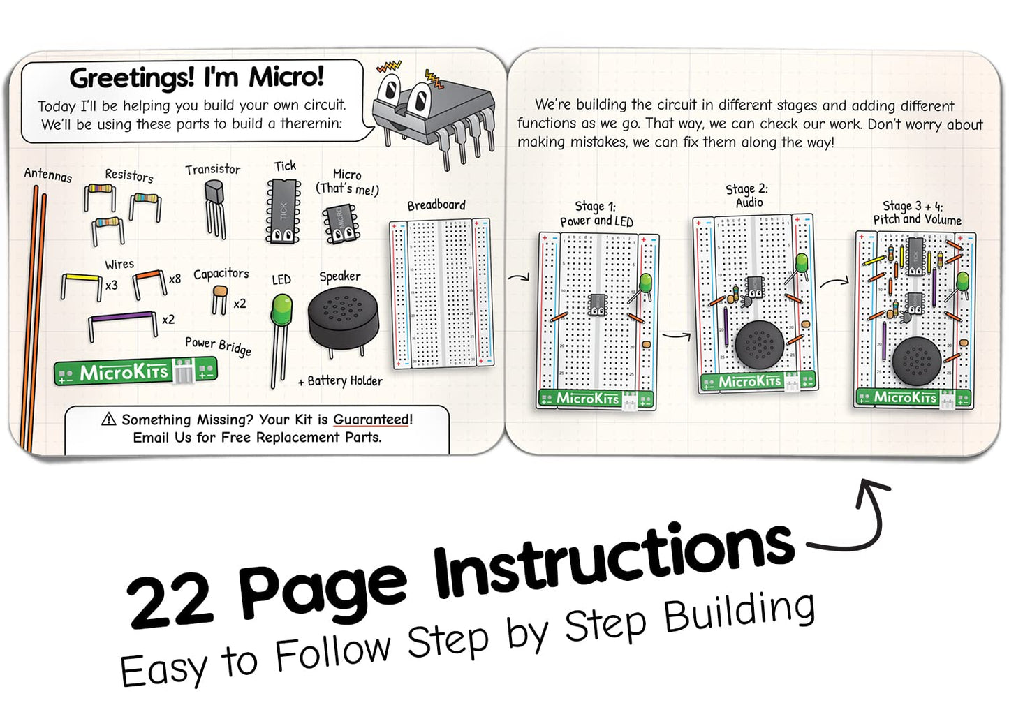 Microkits Theremin Electronics Kit | Educational Electronic Music Steam/Stem Kits For Kids Or Grown Ups| No Tools Needed Easy To