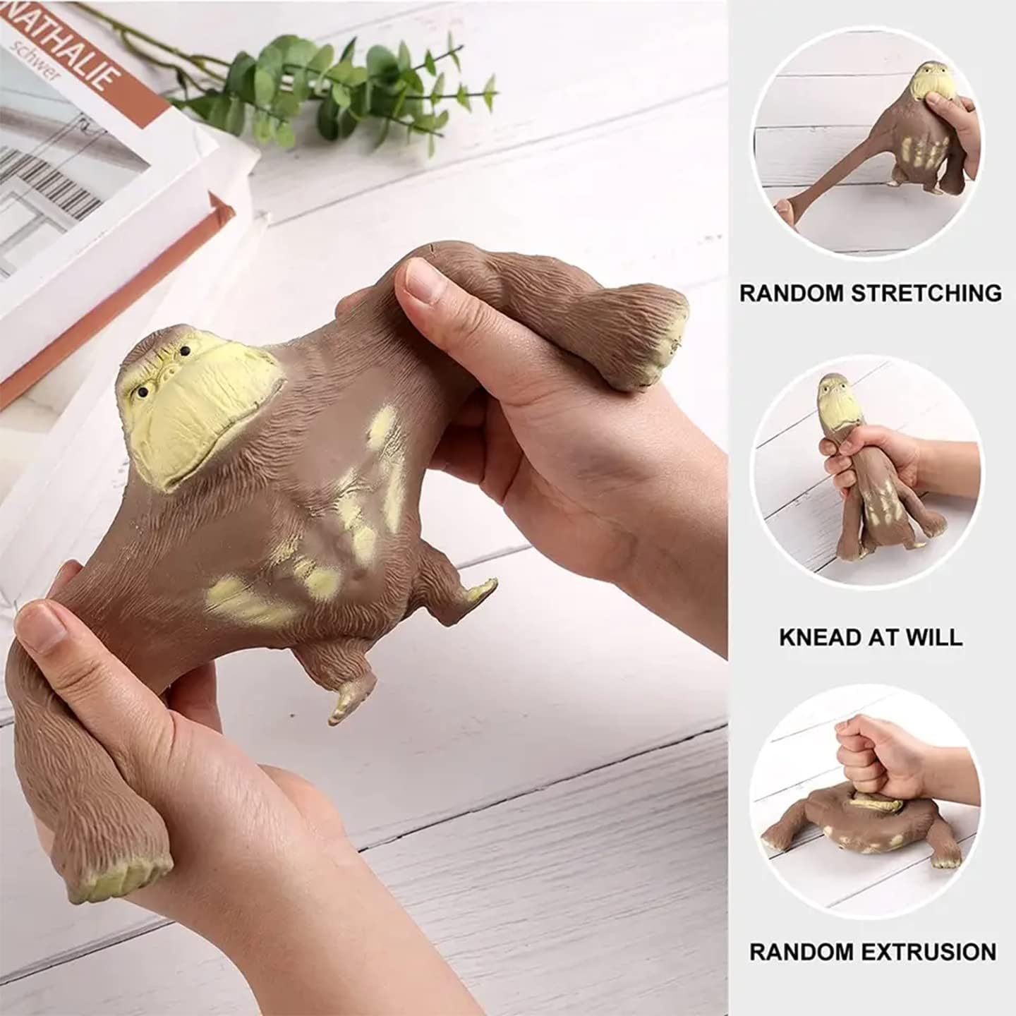 Yjhwlf Stretchy Glue-Sand Filled Rubber Gorilla, Latex Gorilla Soft Decompression Doll Toy,Squishy Monkey Toy, Animal High-Elast