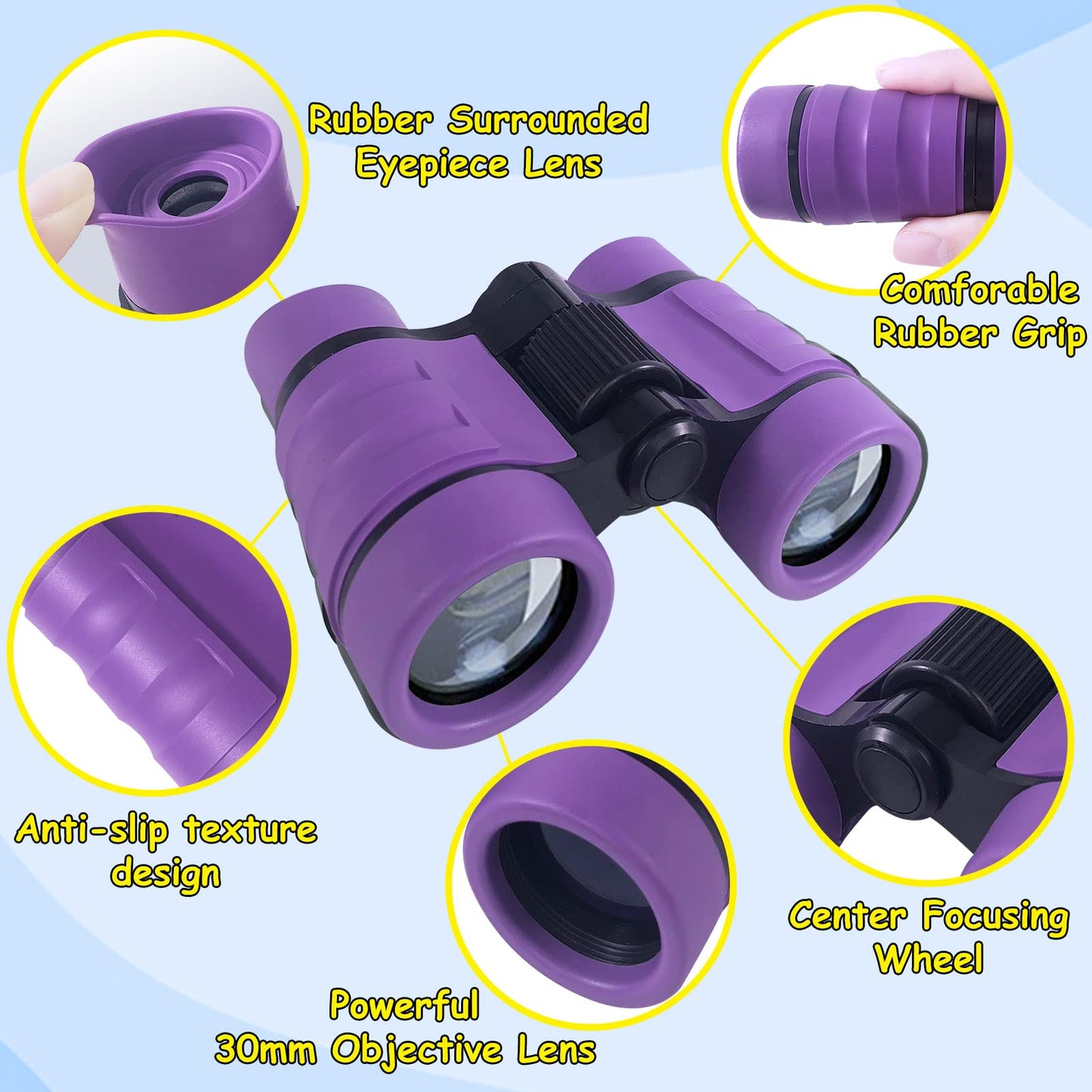 Essenson Binoculars For Kids Toys Gifts For Age 3-12 Years Old Boys Girls Kids Telescope Outdoor Toys For Sports And Outside Play Hiking, Bird Watching, Travel, Camping, Birthday Presents (Purple)