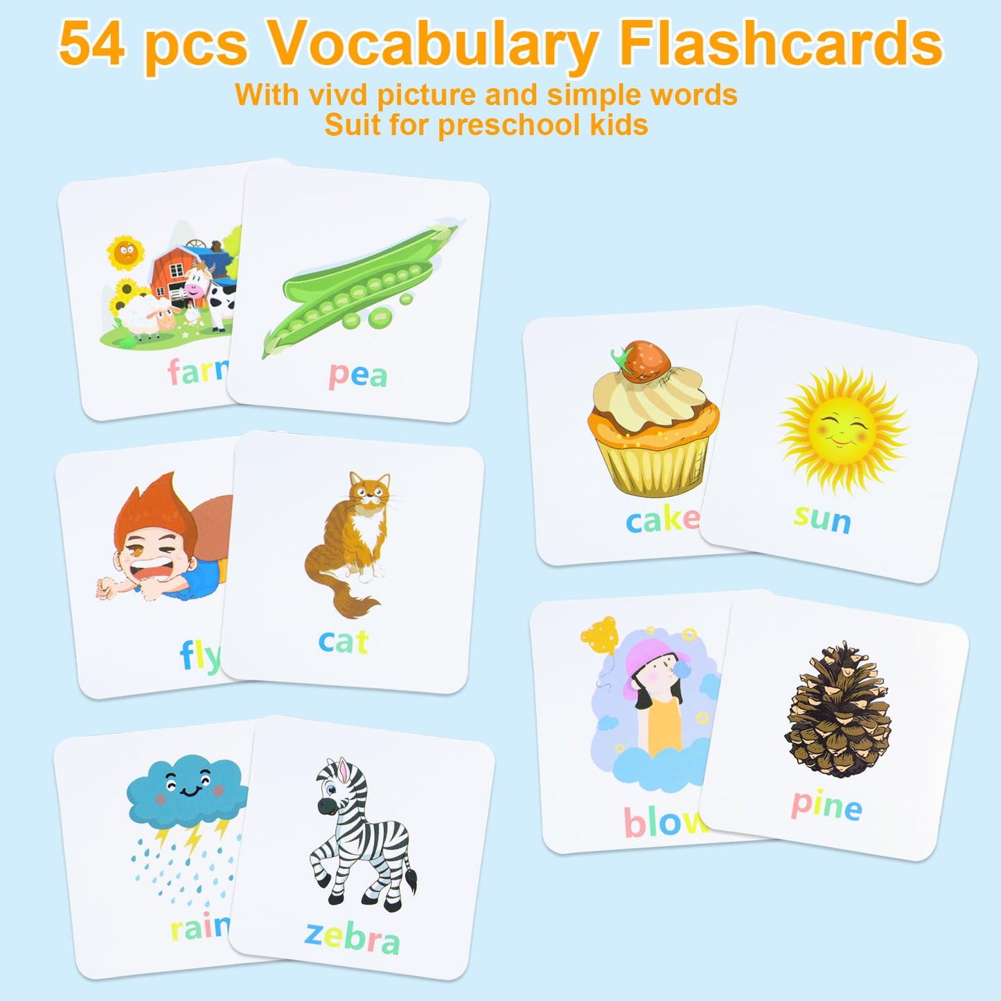 Humerry Word Spelling Game, Matching Letter Game For Kids, Fast-Paced Word Race Cube Game, 54Pcs Flash Cards Alphabet Blocks, Ed