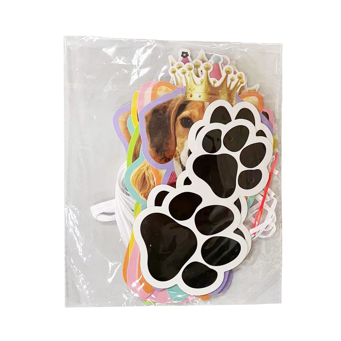 Tsj Happy Birthday Dog Birthday Banner, Dog Face Party Banner, Dog Theme Party Bunting Decoration Puppy Party Supplies For Birth