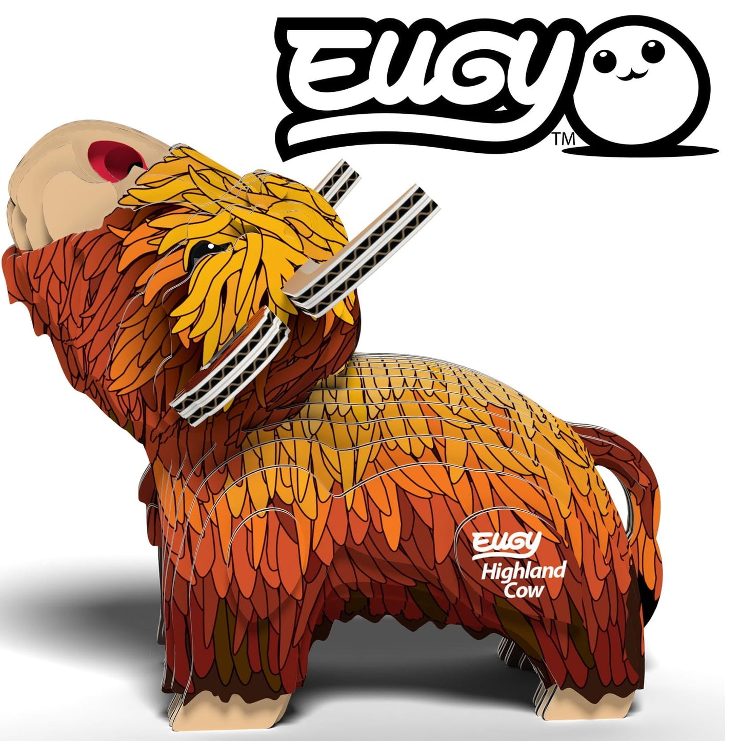 Eugy Highland Cow 3D Puzzle - 34 Piece Eco-Friendly Educational Toy Puzzle For Boys, Girls & Kids Ages 6+