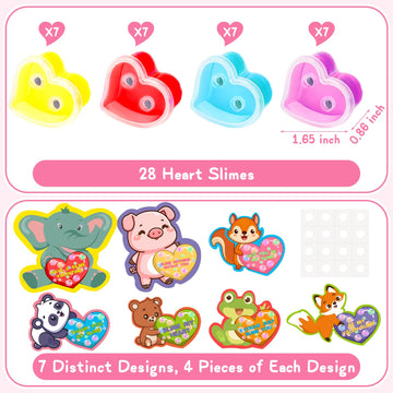 Valentines Day Gifts For Kids 28 Pack Slime Valentines For Kids Valentines Day Cards For Kids School Class Valentines Cards For