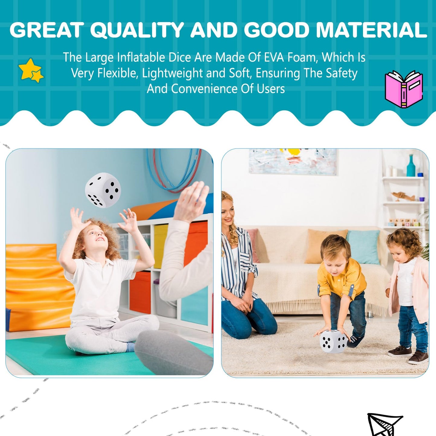 Shappy 3 Inches Foam Dice Fun Filled Large Educational Toy Kawaii Giant Decorative Eva Foam Jumbo Dice Big Square Building Block