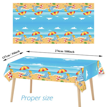 3 Pieces Summer Beach Tablecloths For Hawaiian Decorations Plastic Disposable Pool Surfboard Party Table Covers For Rectangle Tables Birthday Baby Shower Party Supplies Favors, 54 X 108 Inches