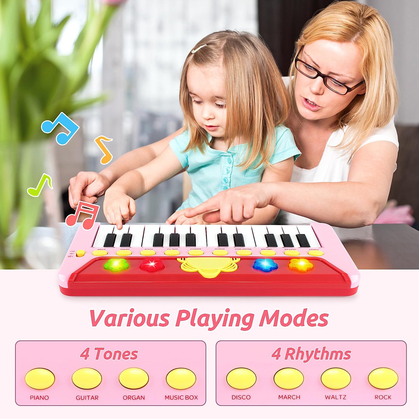 BAOLI 24 Keys Piano Keyboard for Kids, Multifunctional Portable Electronic Piano Educational Musical Instrument Toys, Birthday G