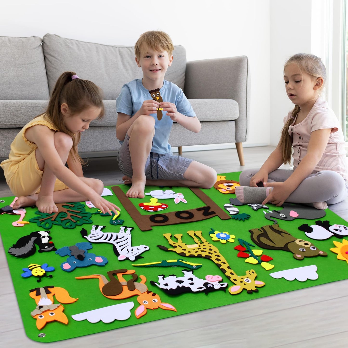 Felt Story Board Set For Kids 3-5 Years Old, 32 Pcs Preschool Zoo Storytelling, Classroom Flannel Toy For Toddlers, Early Learni