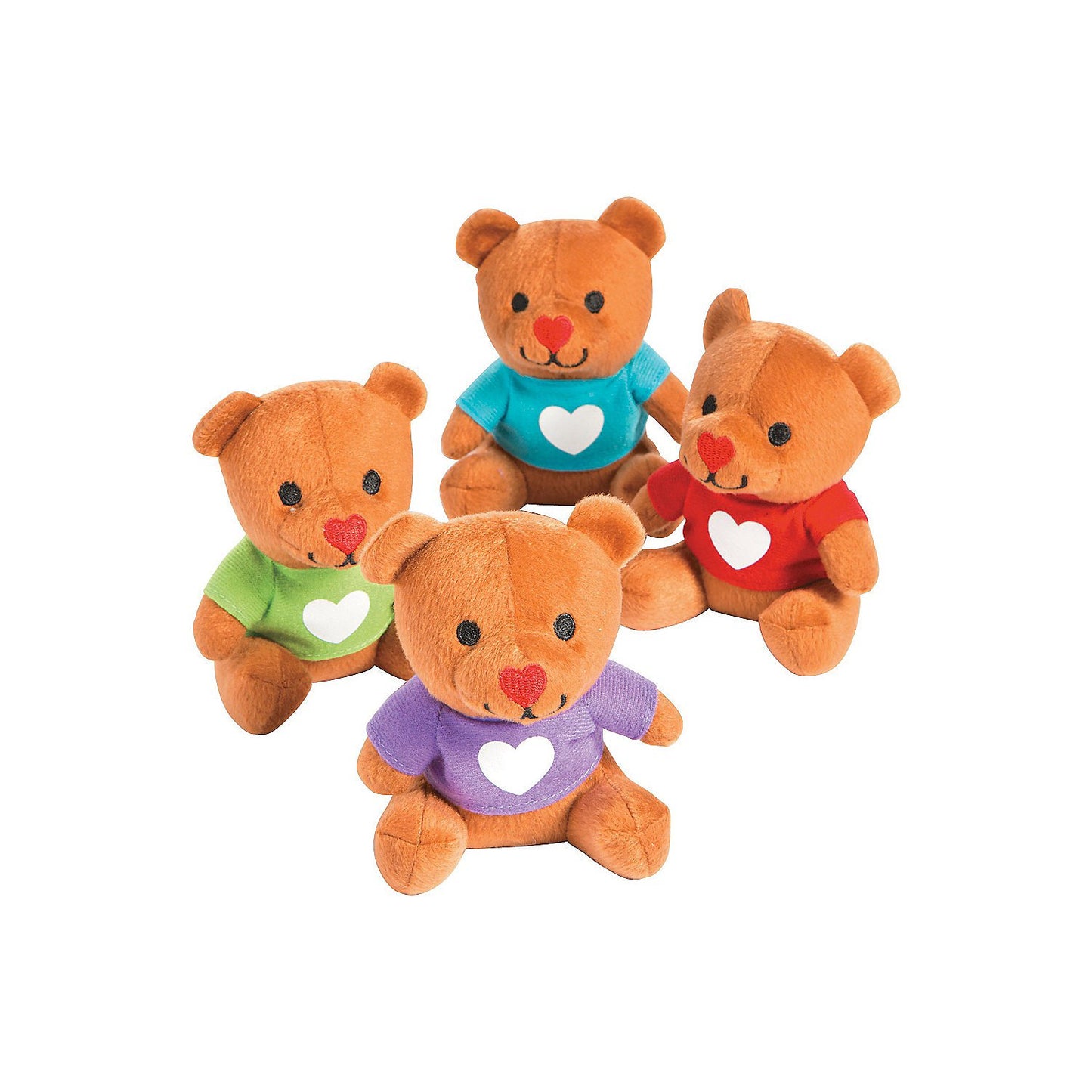 Fun Express Plush Valentine Bears with T-Shirts for Valentine's Day - Set of 12 - Stuffed Animal Toys and Gifts for Kids