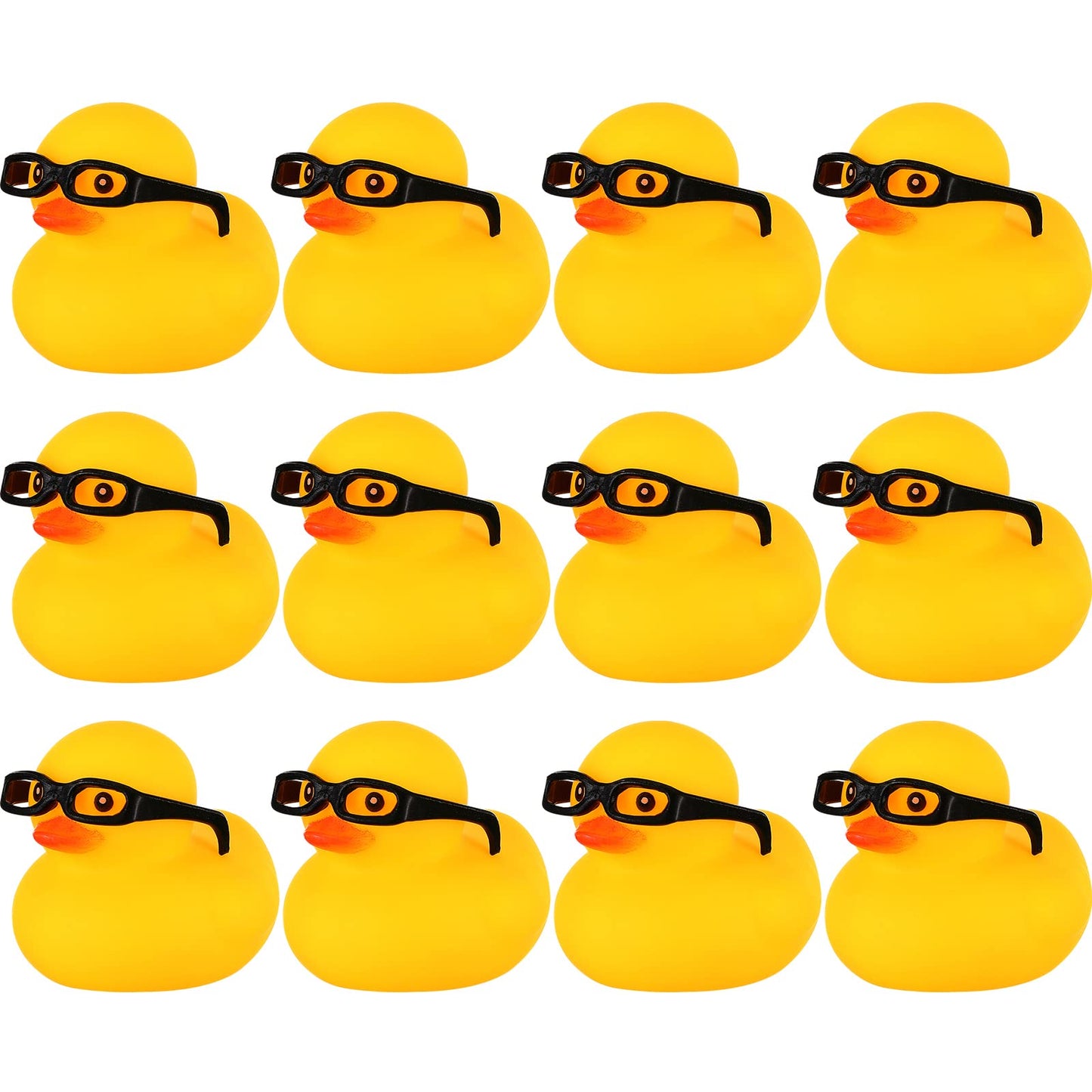 Chivao 12 Pcs Rubber Ducks With 12 Sunglasses/ Hats/ Headwear/ Scarf Small Cruise Ducks In Bulk Mini Rubber Duckies Bathtub Toys For Valentine'S Day Gift Hide(Yellow, Duck With Glasses)