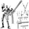 ?Assembled? T13 Action Figure Set Giant decorative replica blade Titan 13 Robot Action Figure 3D Printed robo 13 Action Fidget Toys Dummy Figure Articulated T13 for Collectors Desktop Decorations (Silver-Black)