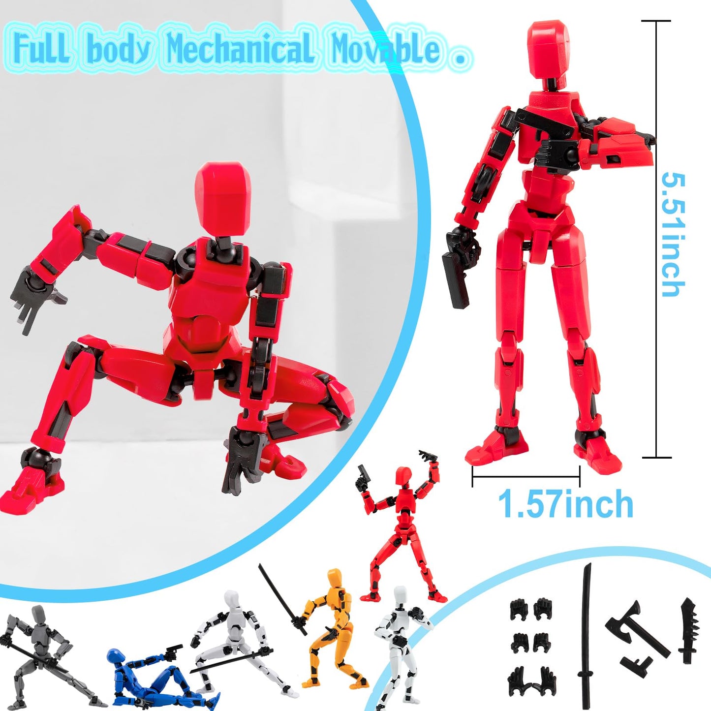 Sulliwayu 4Pcs Assembled Titan T13 Action Figures Set Lucky Dummy Nova 13 Action Figure Robot Anime Stick Figures Fidget Toys Fo