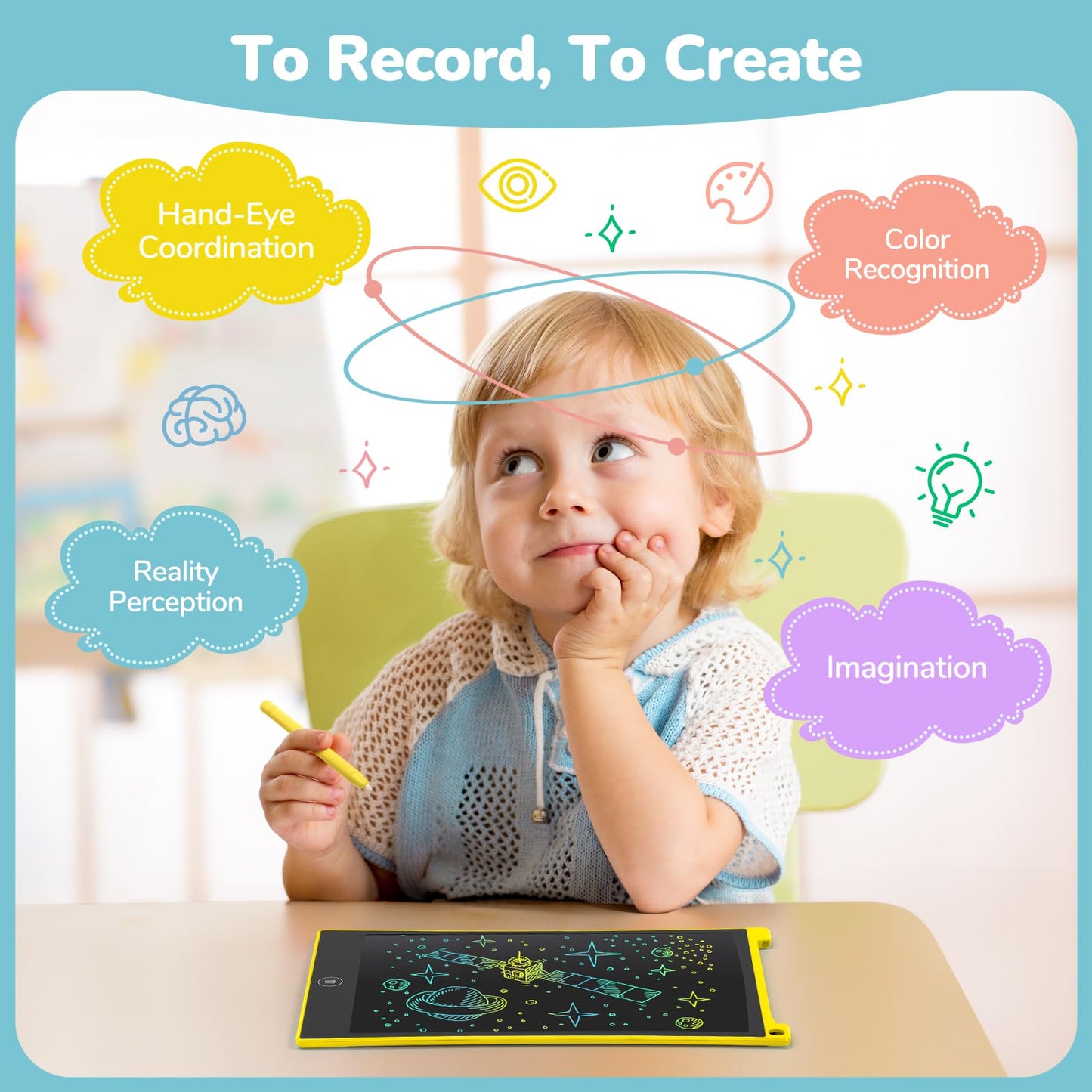 Tecjoe 4 Pack Lcd Writing Tablet, 8.5 Inch Colorful Doodle Board Drawing Tablet For Kids, Kids Travel Games Activity Learning Toys Birthday Gifts For 3 4 5 6 Year Old Boys Girls Toddlers Preschooler