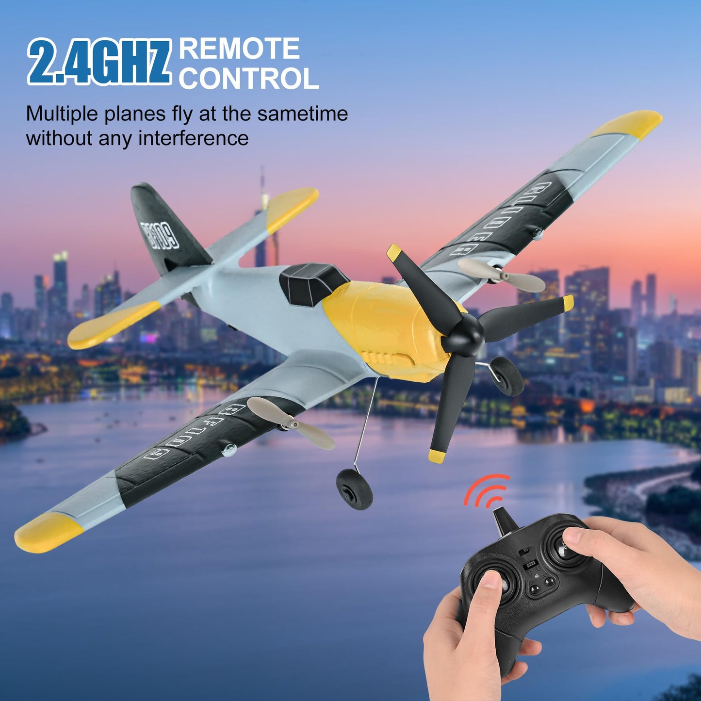 Omnango Rc Plane Toy Drones 3 Channel Bf-109 Airplane,2.4Ghz 6-Axis Gyro Stabilizer Rtf Glider Aircraft Plane Or Beginners Adult
