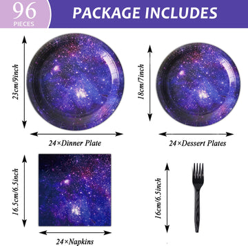 96 Pcs Space Galaxy Party Plates And Napkins Party Supplies Outer Space Theme Party Tableware Set Starry Night Solar System Part