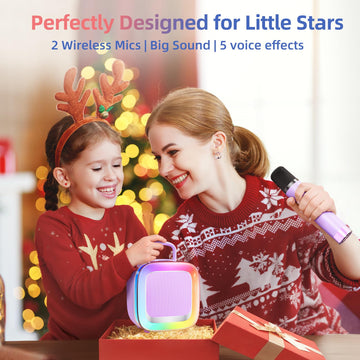 Kinglucky Kid-Friendly Design Karaoke Machine For Kids With 2 Microphones (2025 Upgrade) Gifts For Girls Most Popular 3-12 Year