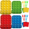 OBUSATT 96PCS Building Block Party Supplies Building Bricks Themed Party Plates and Napkins Colorful Blocks Bricks Square Paper