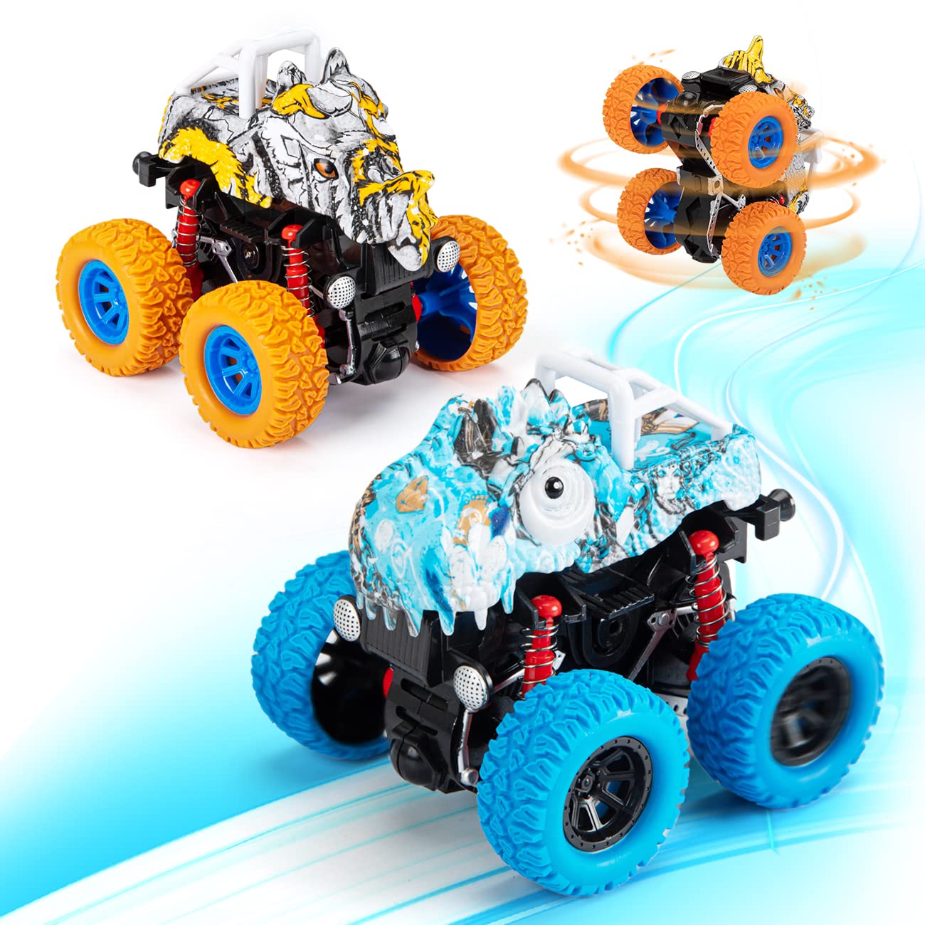 Lodby Dinosaur Trucks Toys For Kids 3-5 Year Old Boys, Friction Powered Dino Vehicles Toys For Age 3-5 Year Old Boys Birthday Gi